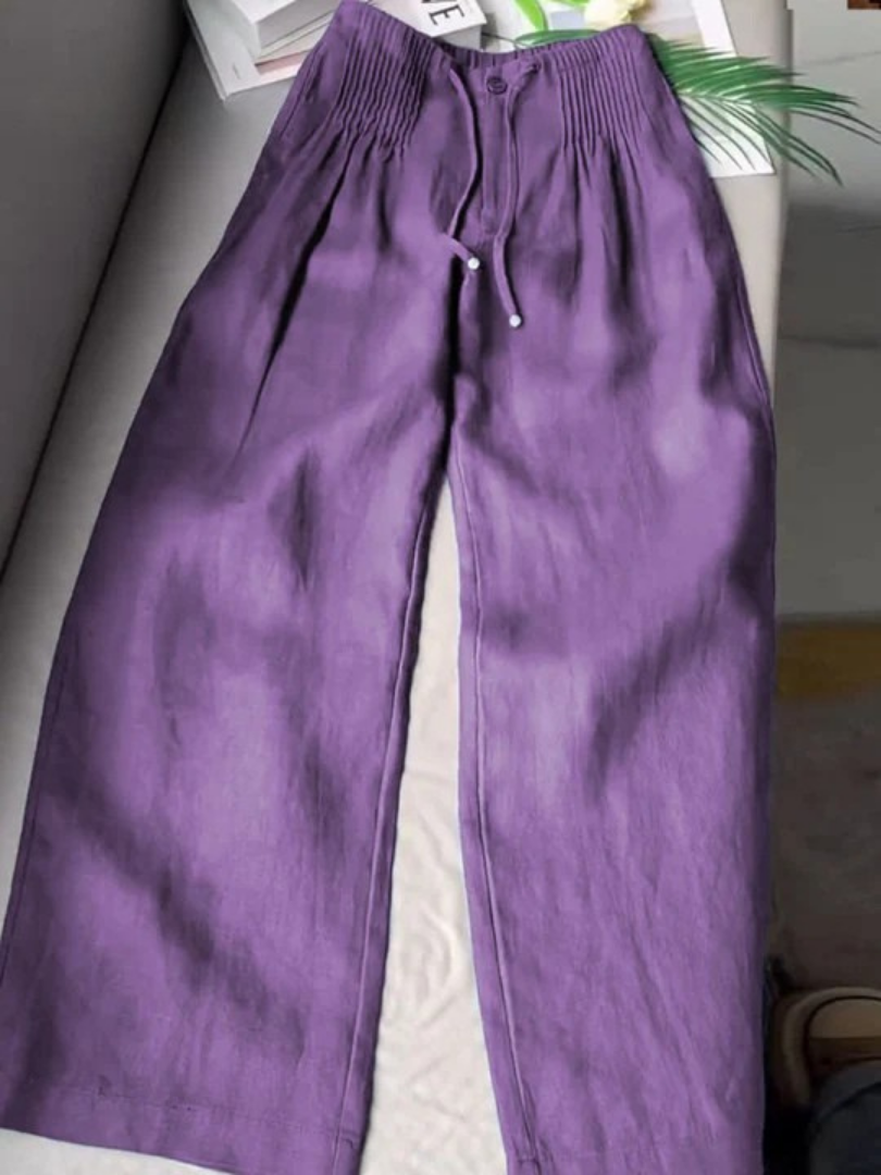 Camille | Pantalones de pierna ancha en mezcla de algodón y lino