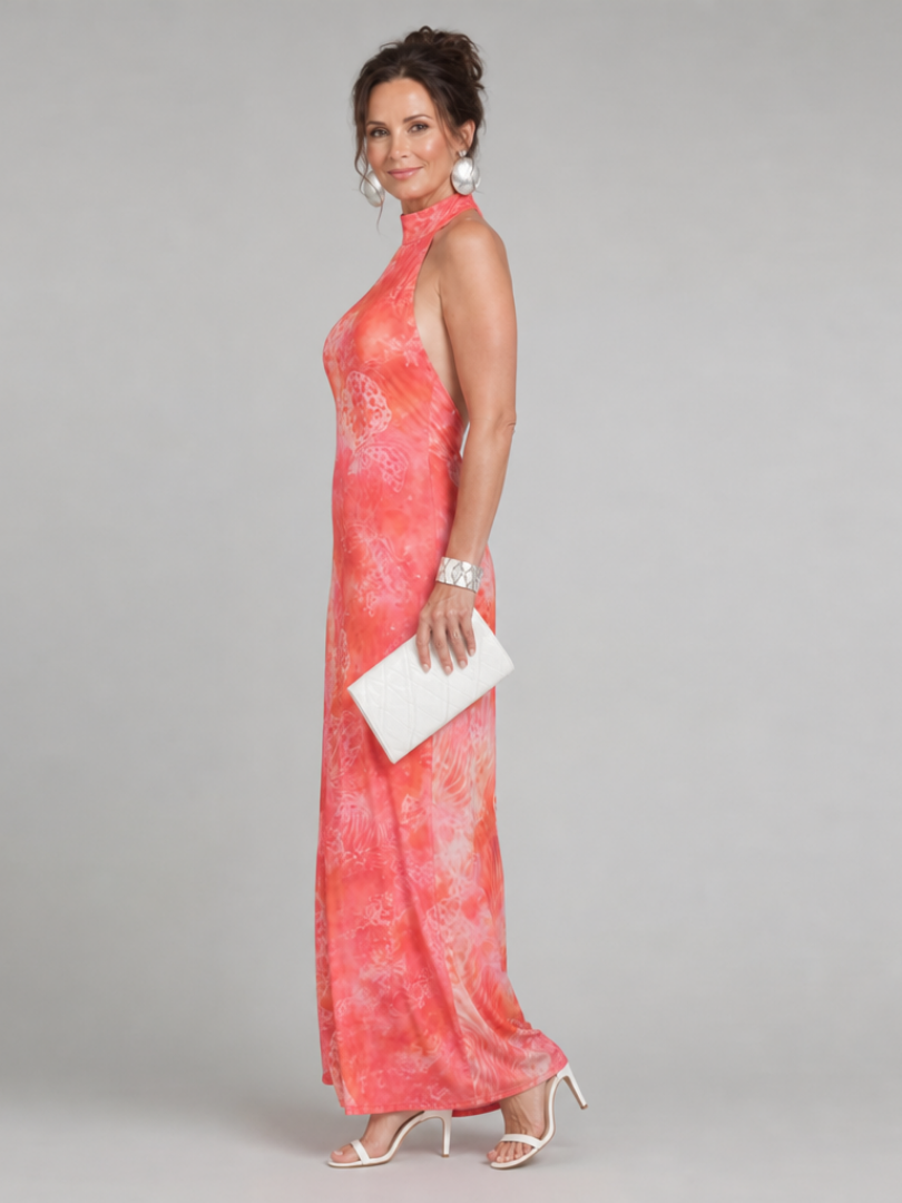 Coraline | Vestido maxi halter con estampado