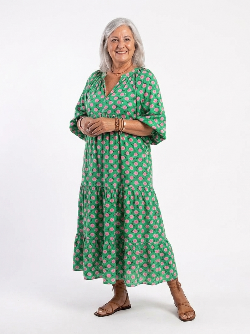 Fiora | Vestido midi de tirantes en V con estampado floral