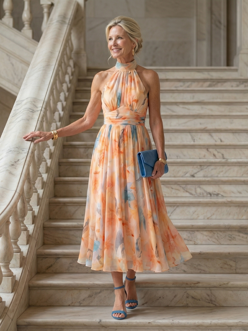 Elin | Vestido midi halter suave