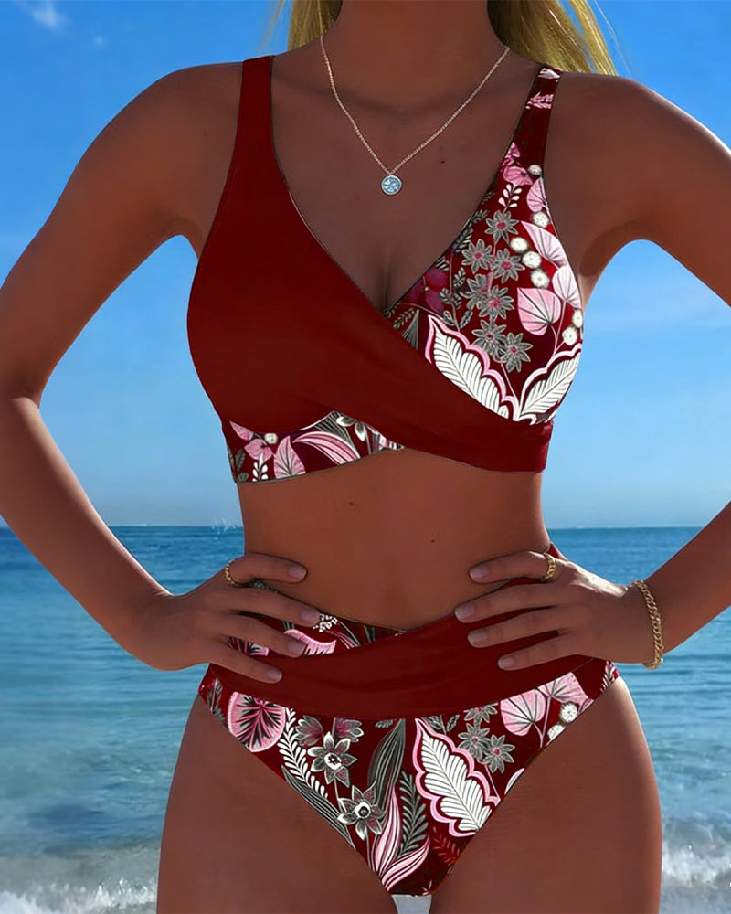 Bikini Contraste Color Moda Floral