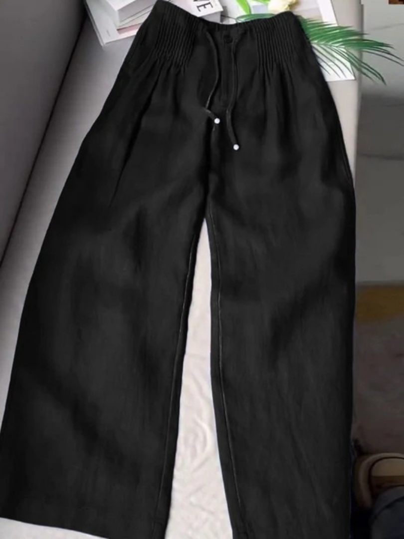 Camille | Pantalones de pierna ancha en mezcla de algodón y lino