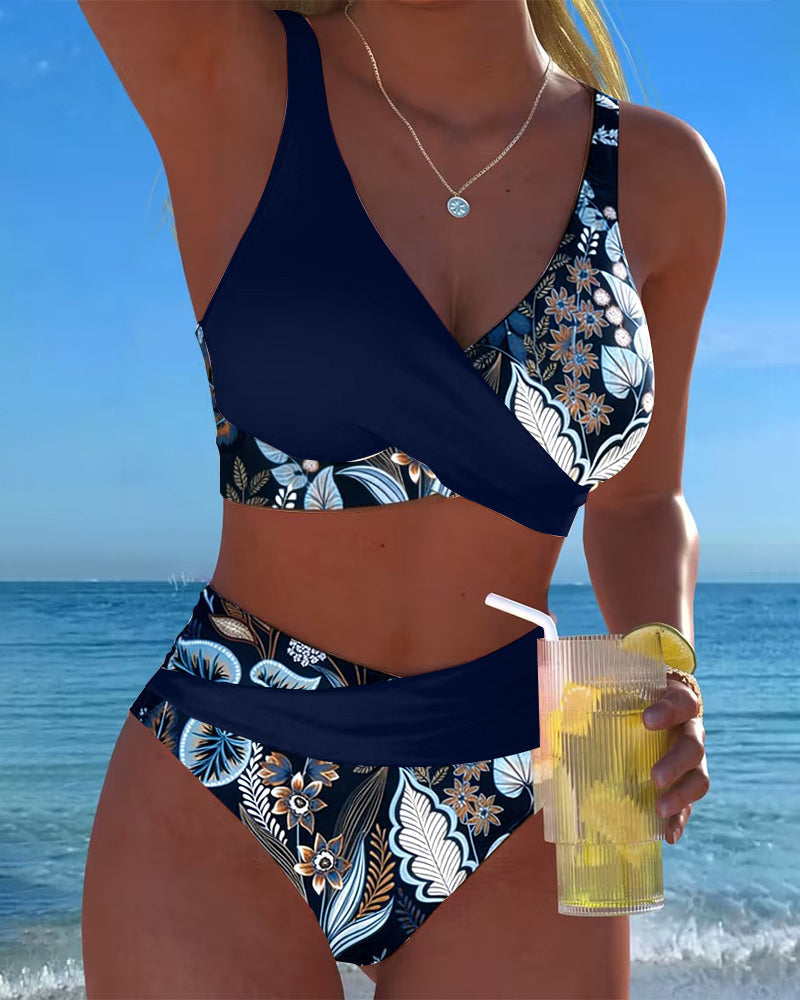 Bikini Contraste Color Moda Floral