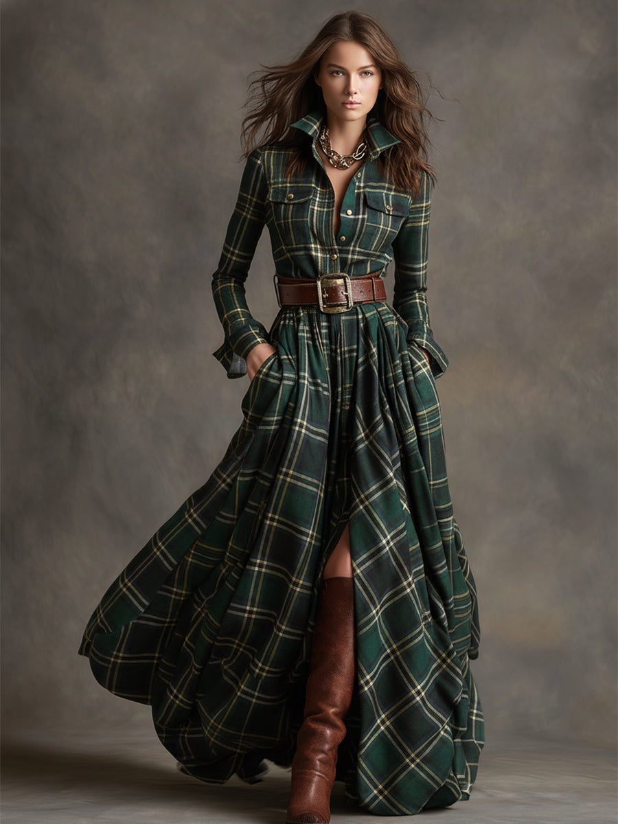Giulietta™ | Vestido camisero maxi de cuadros
