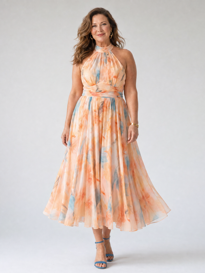 Elin | Vestido midi halter suave