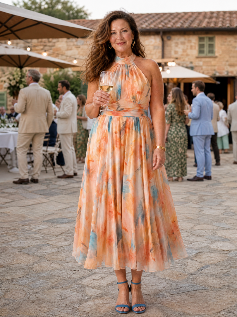 Elin | Vestido midi halter suave