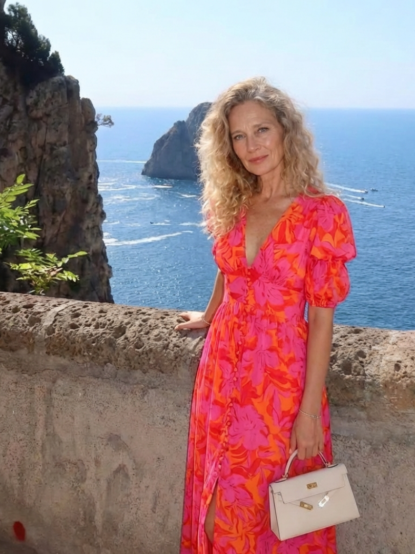 Willow | Vestido Midi de Manga Abullonada con Escote en V Floral