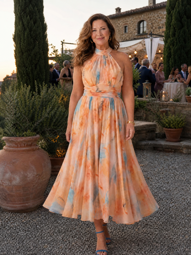 Elin | Vestido midi halter suave
