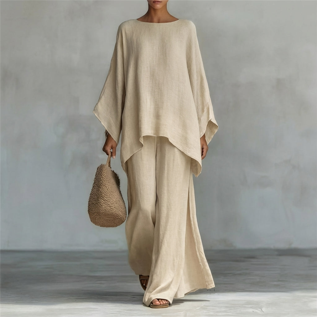 Cristina | Conjunto de dos piezas con mangas largas y pantalón ancho