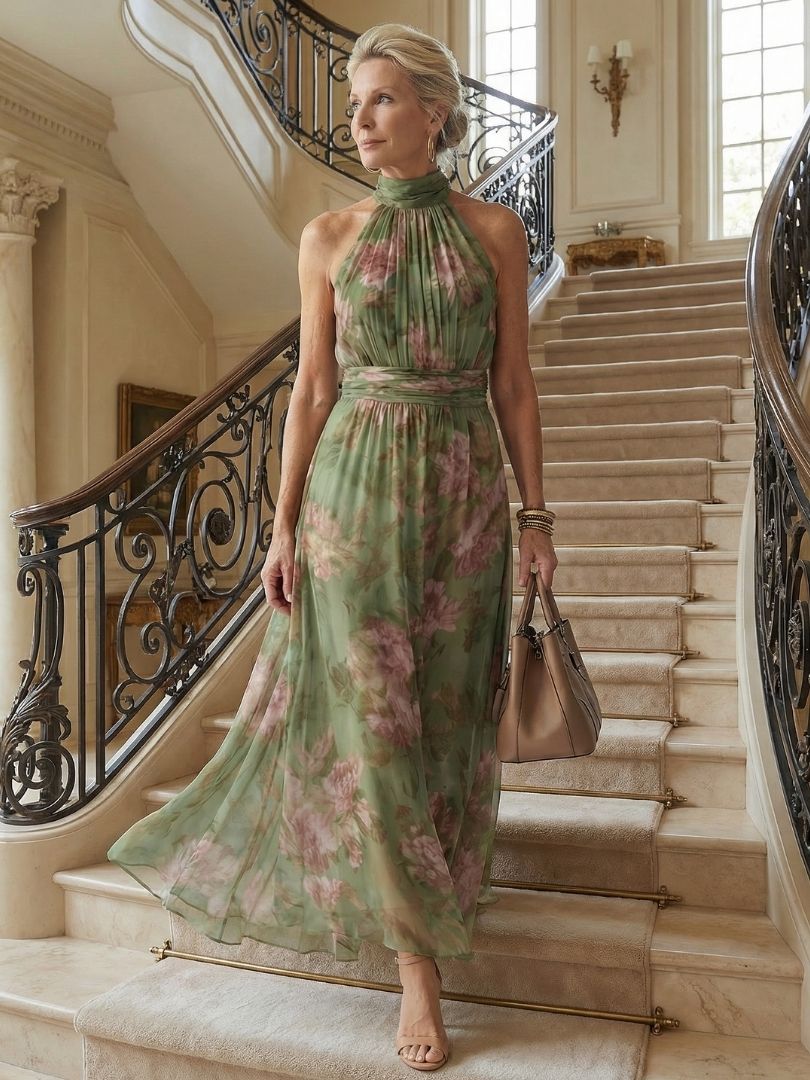 Mirelle | Vestido midi halter fruncido