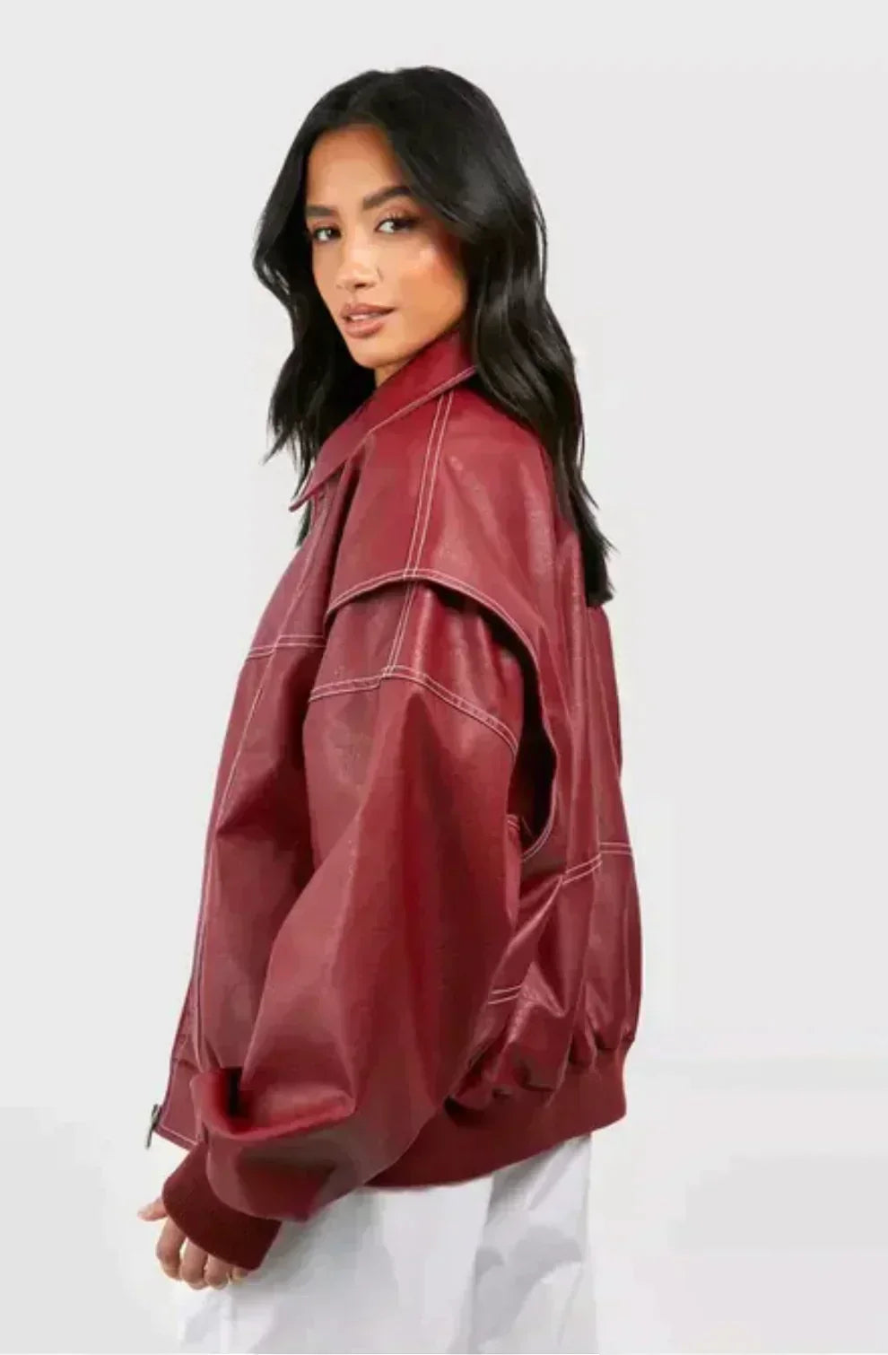 Faye™ - Chaqueta de cuero oversized
