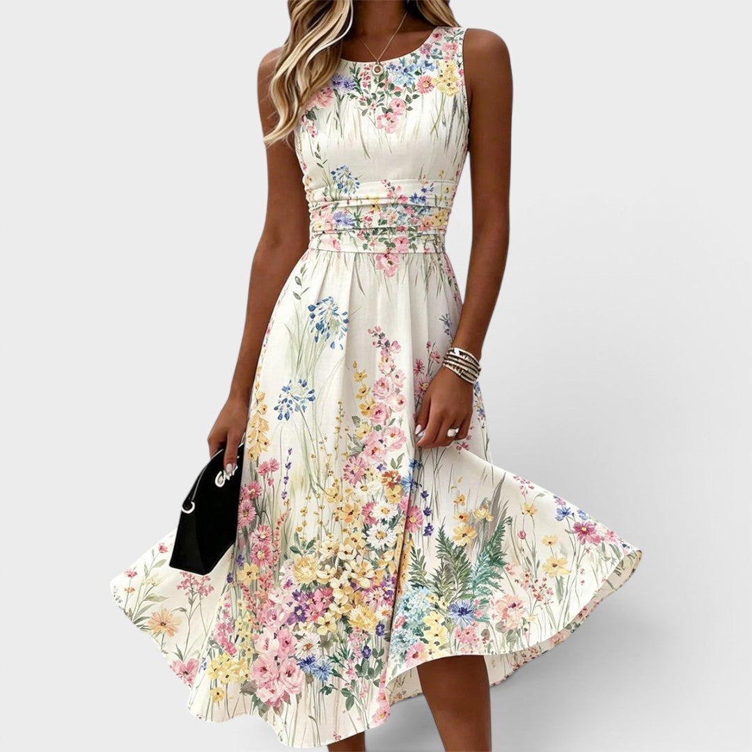 Amelia | Vestido Midi Floral Acuarela
