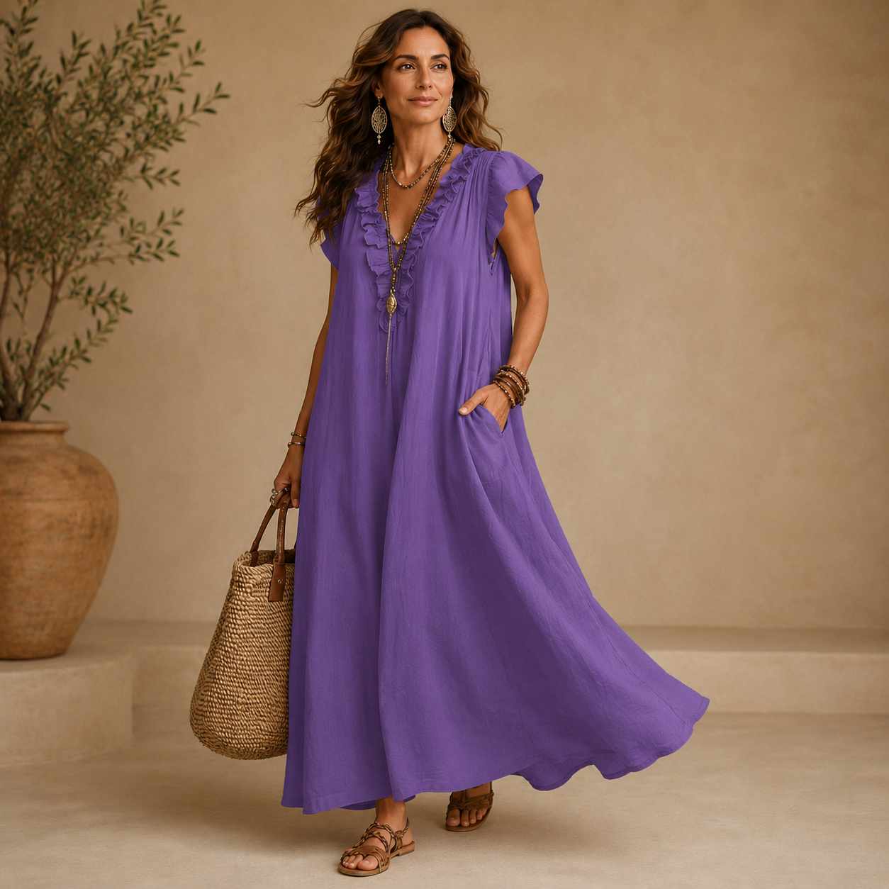 Leire | Vestido Largo Bohemio con Volantes