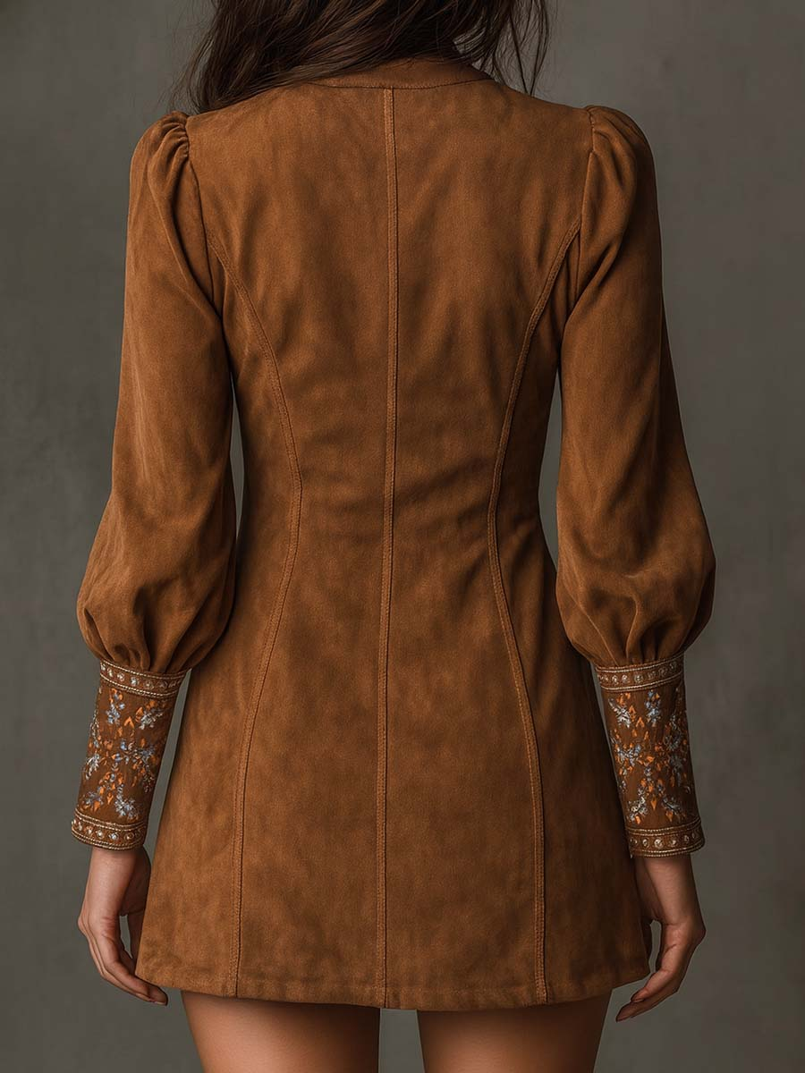 Viola™ | Minivestido de ante bordado