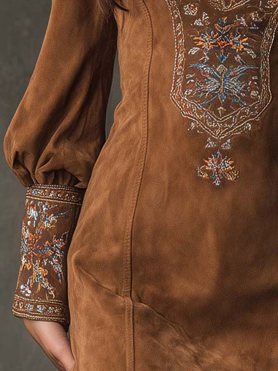 Viola™ | Minivestido de ante bordado
