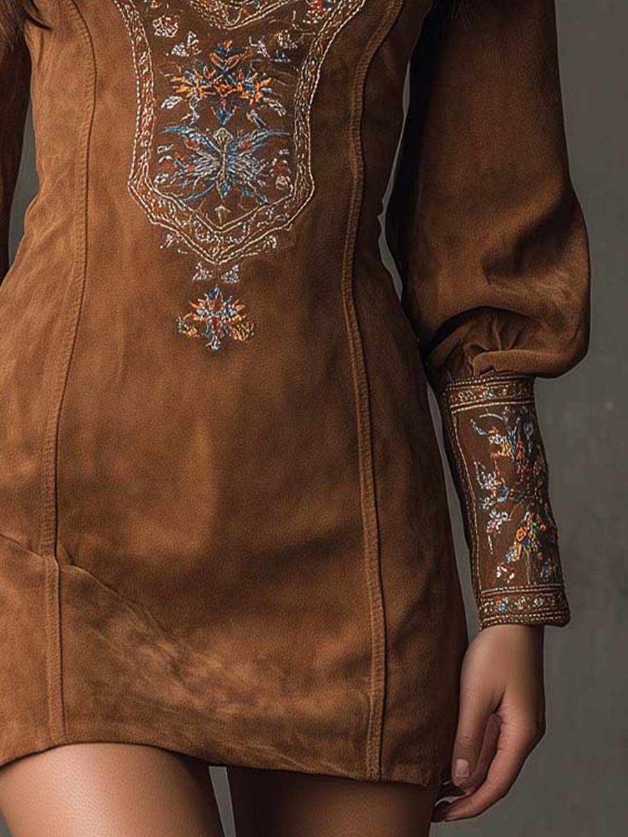Viola™ | Minivestido de ante bordado