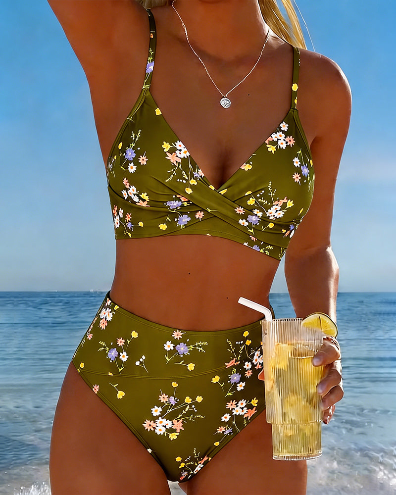 Bikini Sexy Entrecruzado Impreso Floral