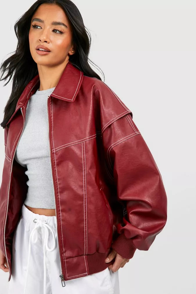 Faye™ - Chaqueta de cuero oversized