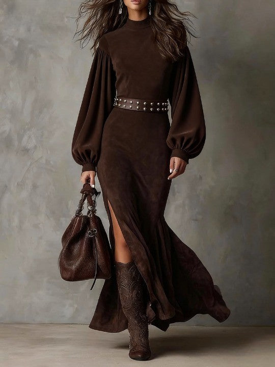 Harriet™ | Vintage Suede Midi Dress