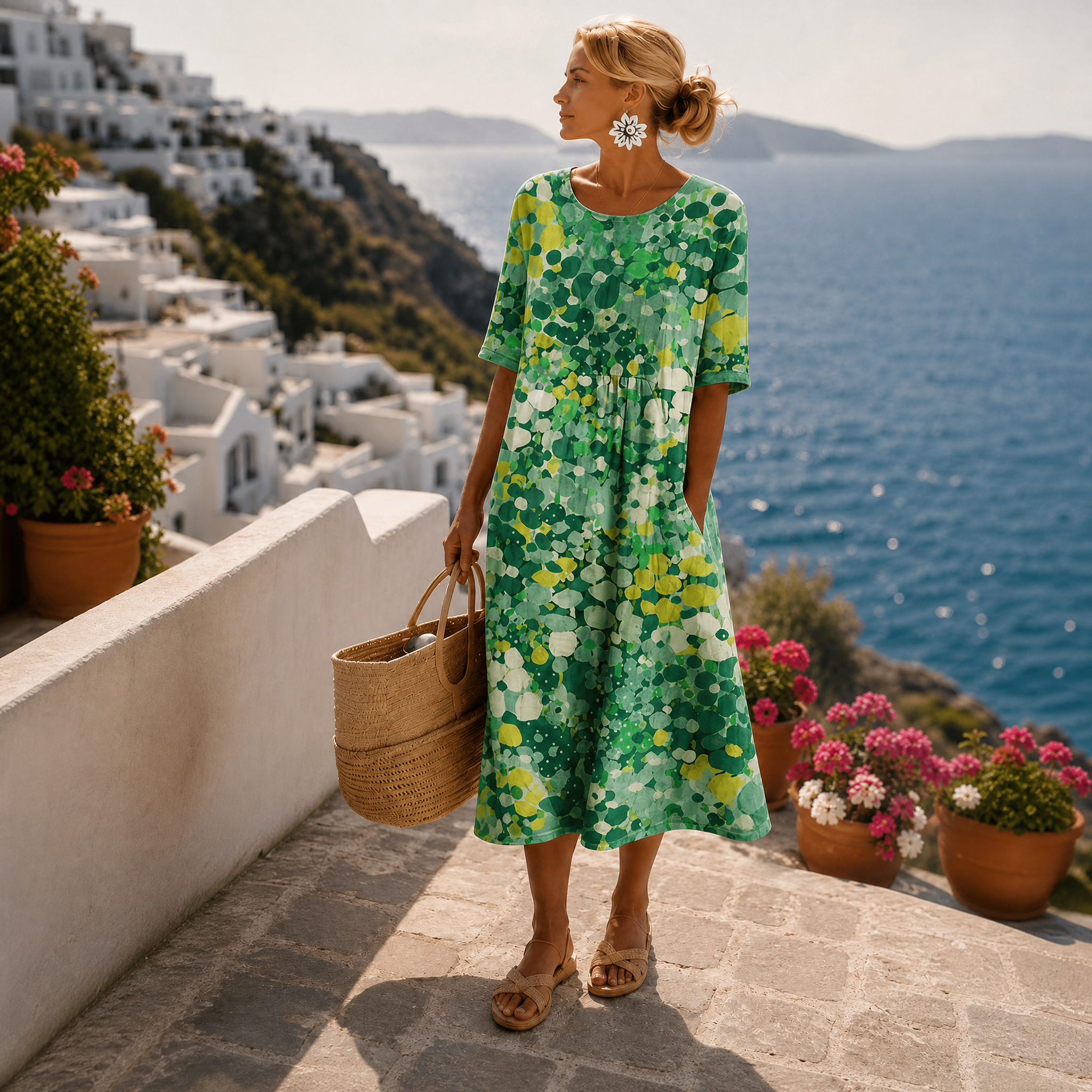 Elena | Vestido midi floral ligero y fluido