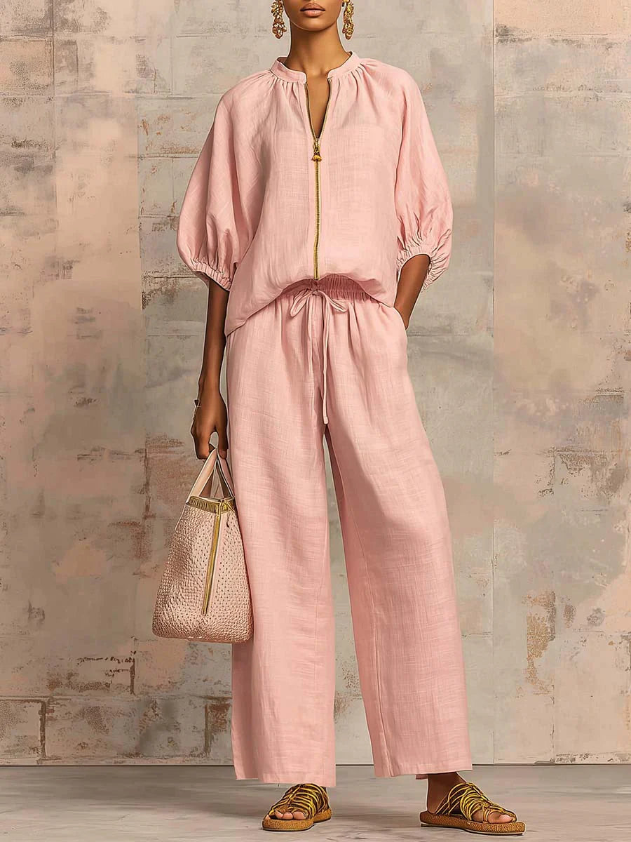 Alba | Conjunto de dos piezas: camisa relajada y pantalón ancho