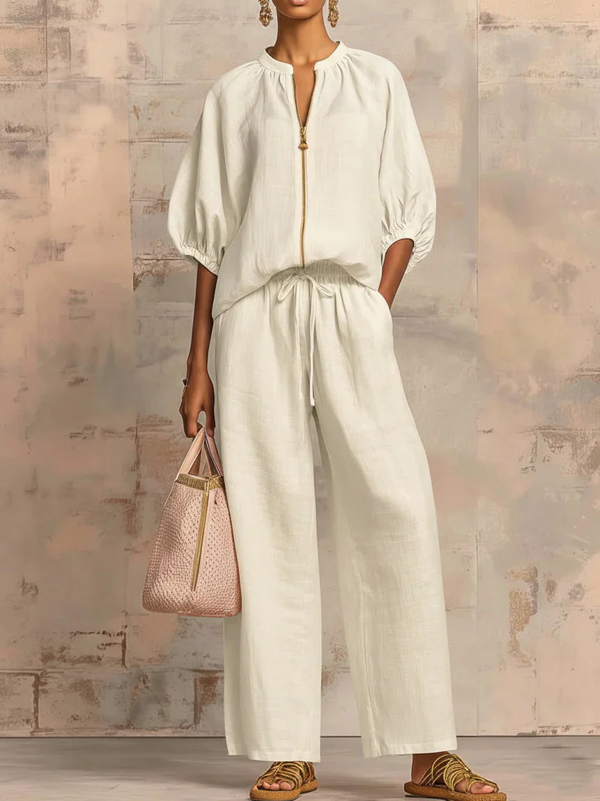Alba | Conjunto de dos piezas: camisa relajada y pantalón ancho