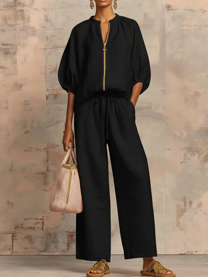 Alba | Conjunto de dos piezas: camisa relajada y pantalón ancho