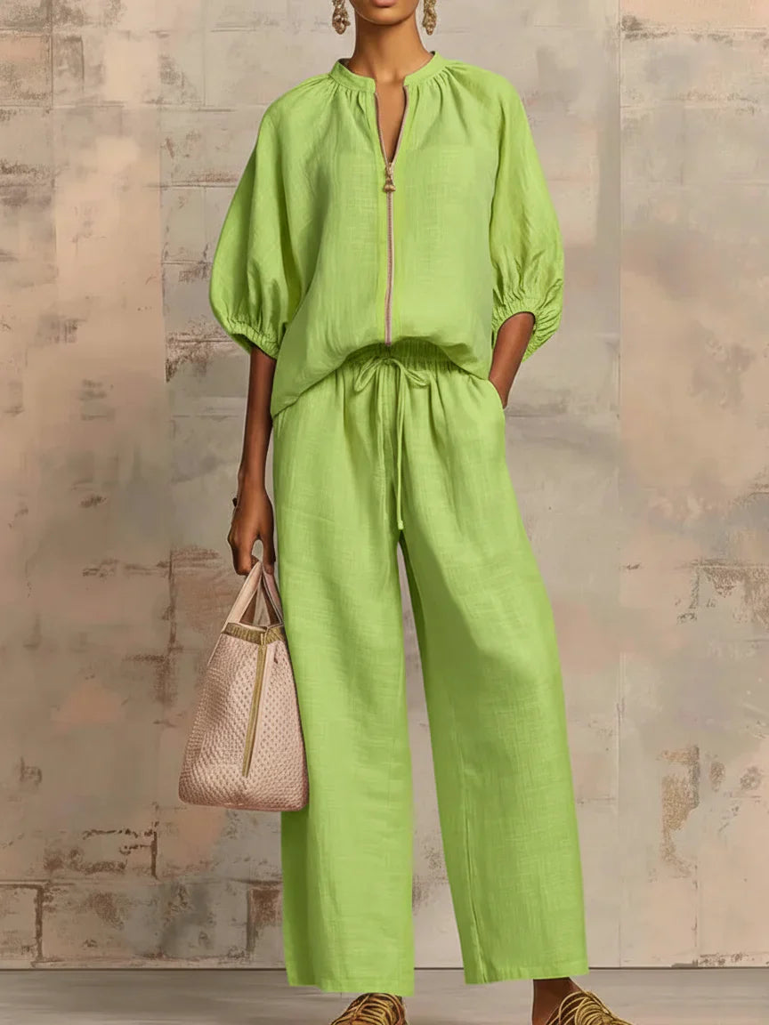 Alba | Conjunto de dos piezas: camisa relajada y pantalón ancho