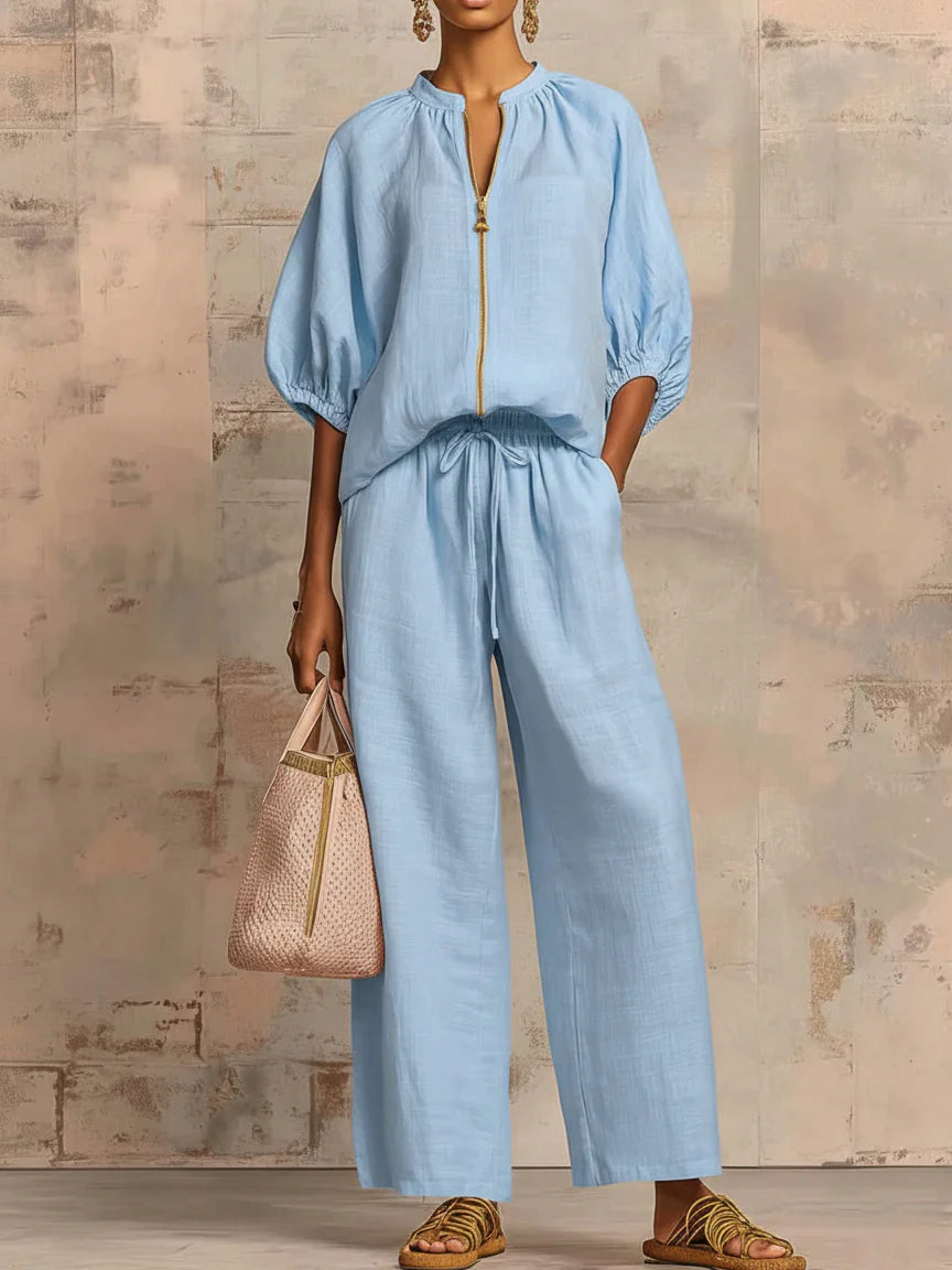 Alba | Conjunto de dos piezas: camisa relajada y pantalón ancho