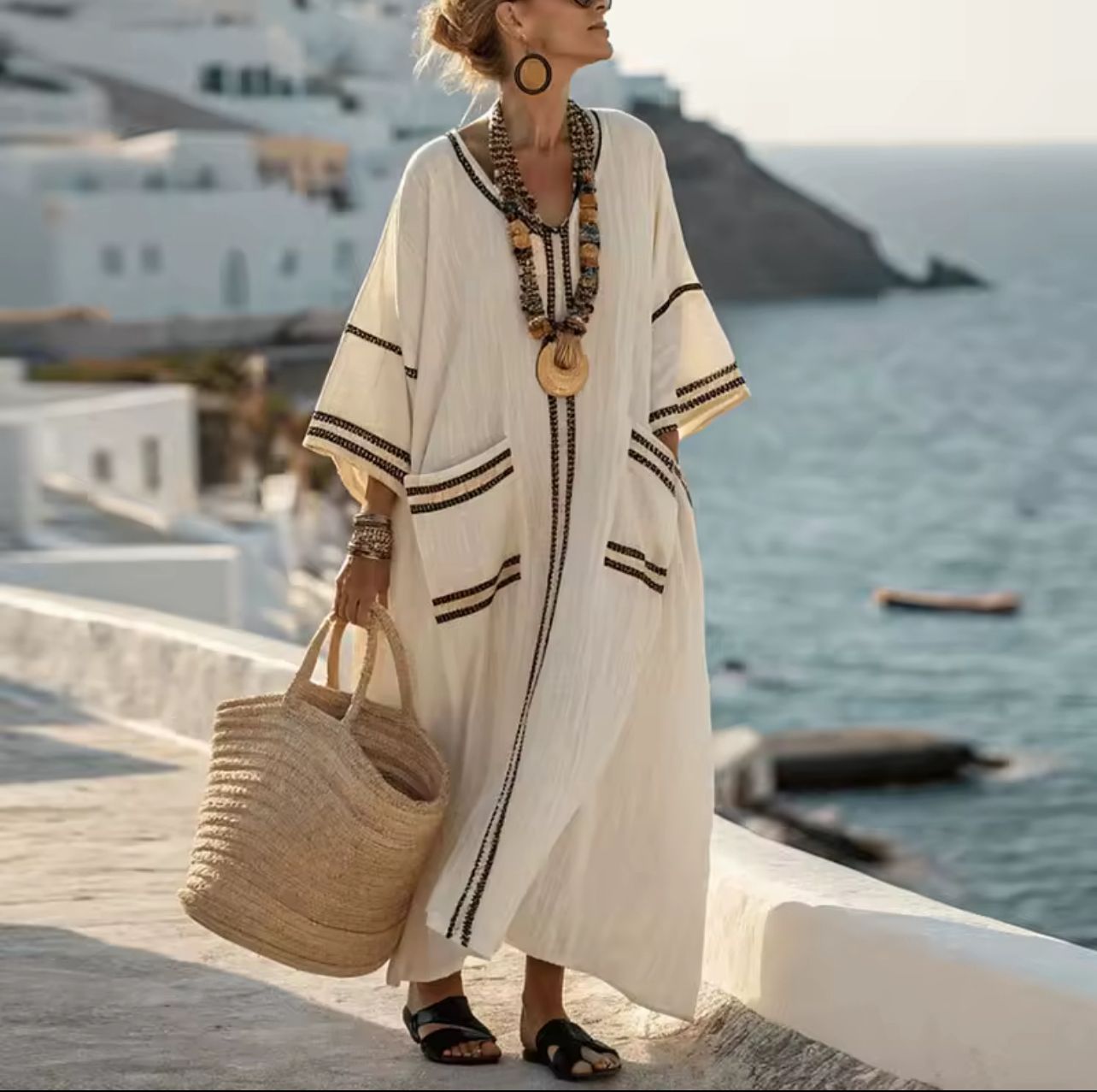 Mary Elegante - Vestido largo de playa para un look veraniego de moda