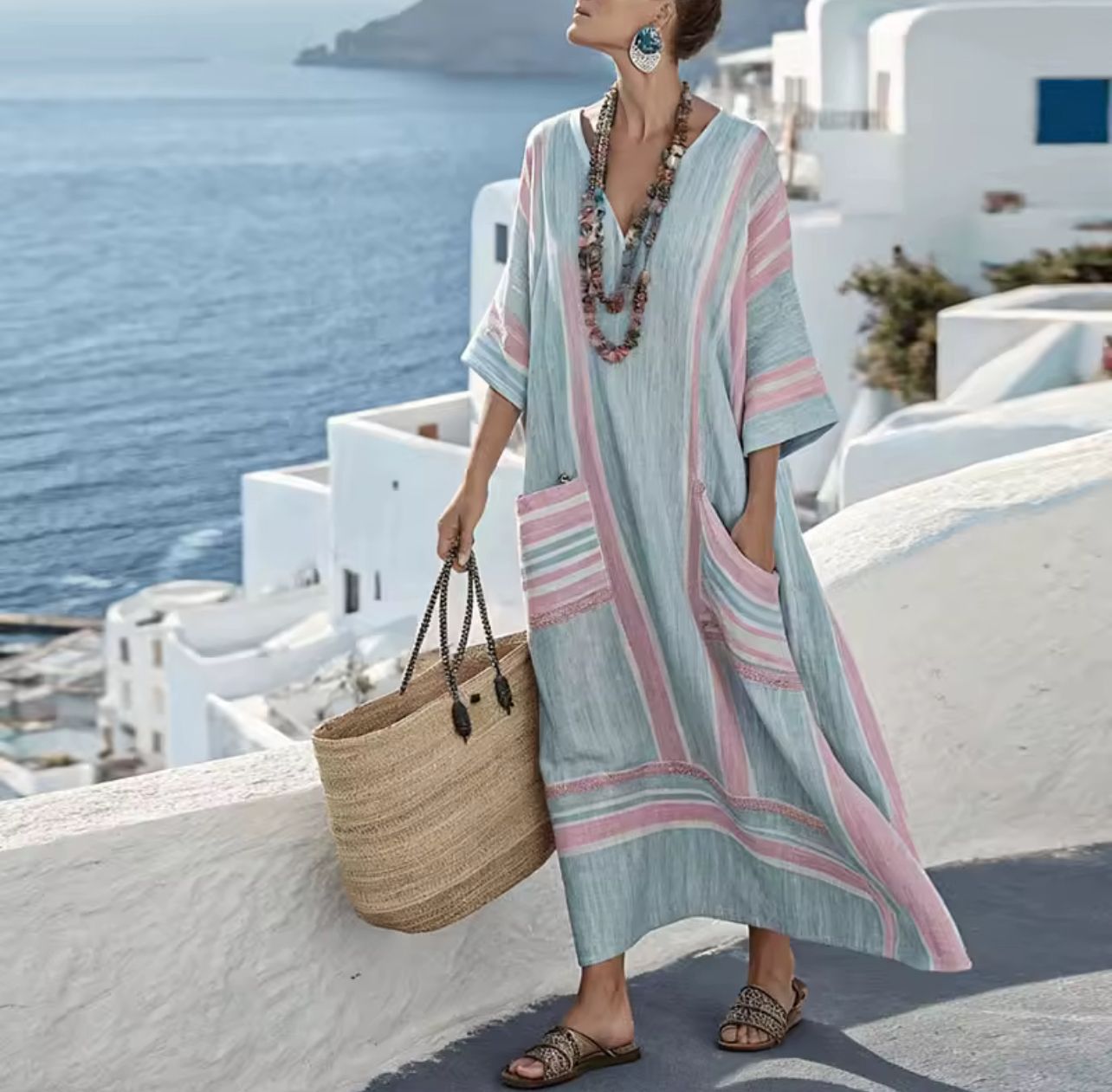Mary Elegante - Vestido largo de playa para un look veraniego de moda