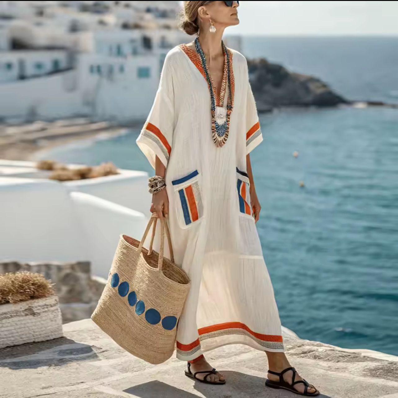 Mary Elegante - Vestido largo de playa para un look veraniego de moda