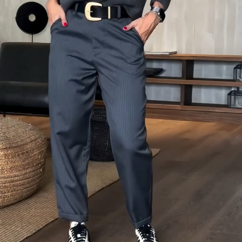 Pantalones blazer rectos casuales de cintura alta para mujer