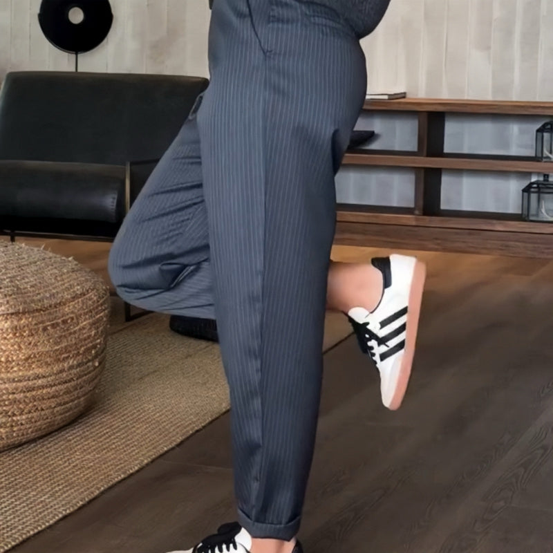 Pantalones blazer rectos casuales de cintura alta para mujer