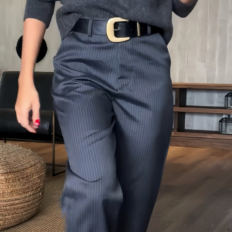 Pantalones blazer rectos casuales de cintura alta para mujer
