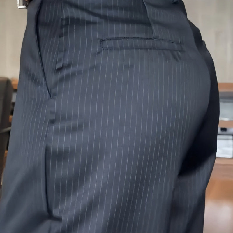 Pantalones blazer rectos casuales de cintura alta para mujer