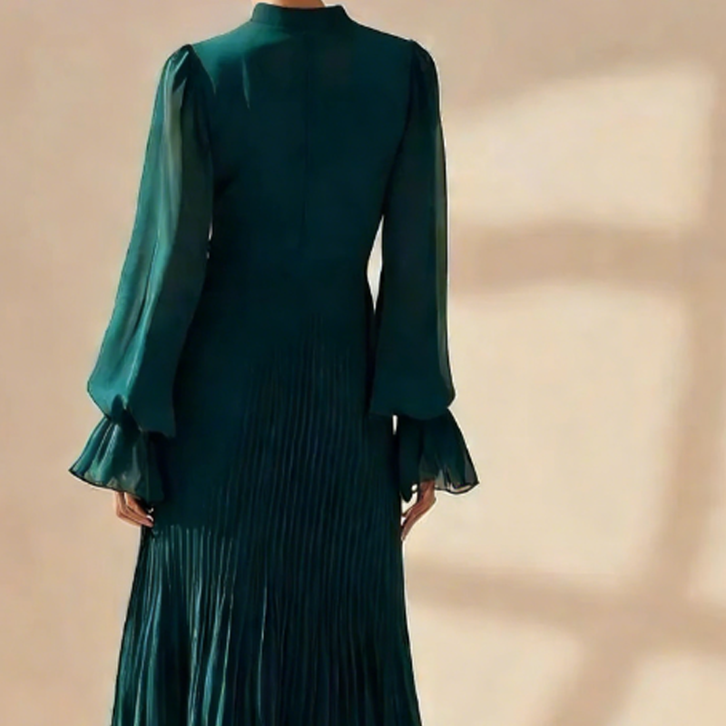 Vestido midi plisado con volantes