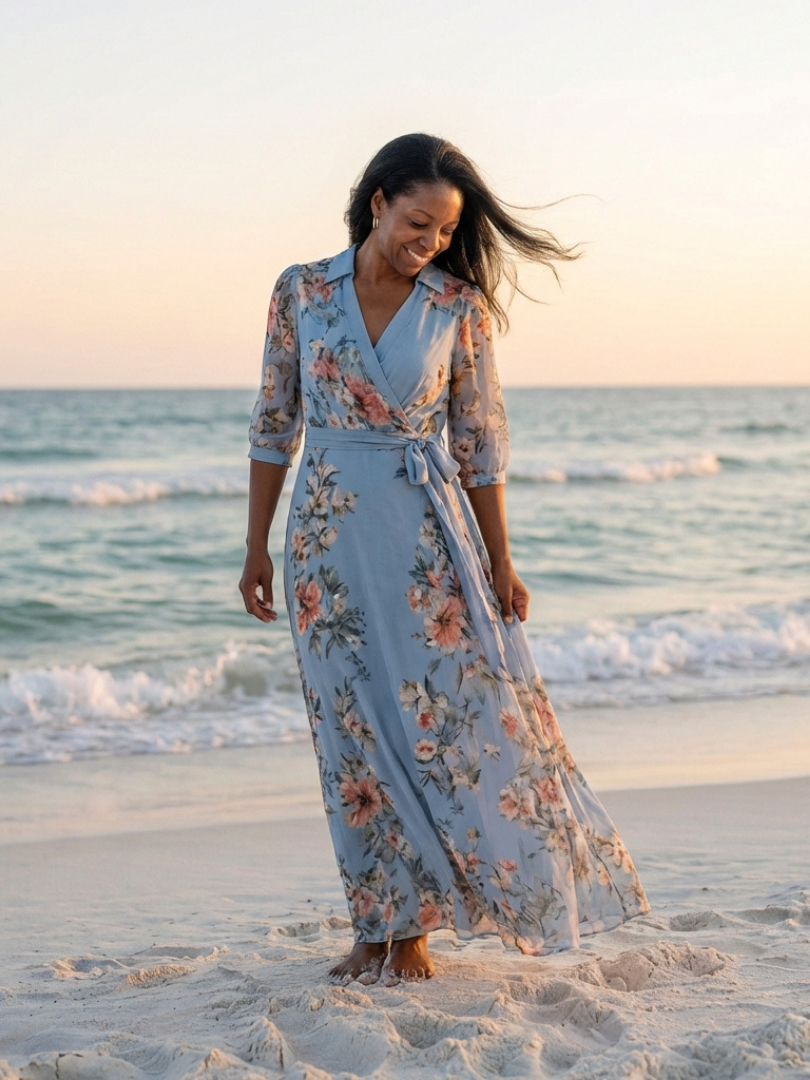 Elowen | Vestido Maxi con Escote en V y Estampado Floral